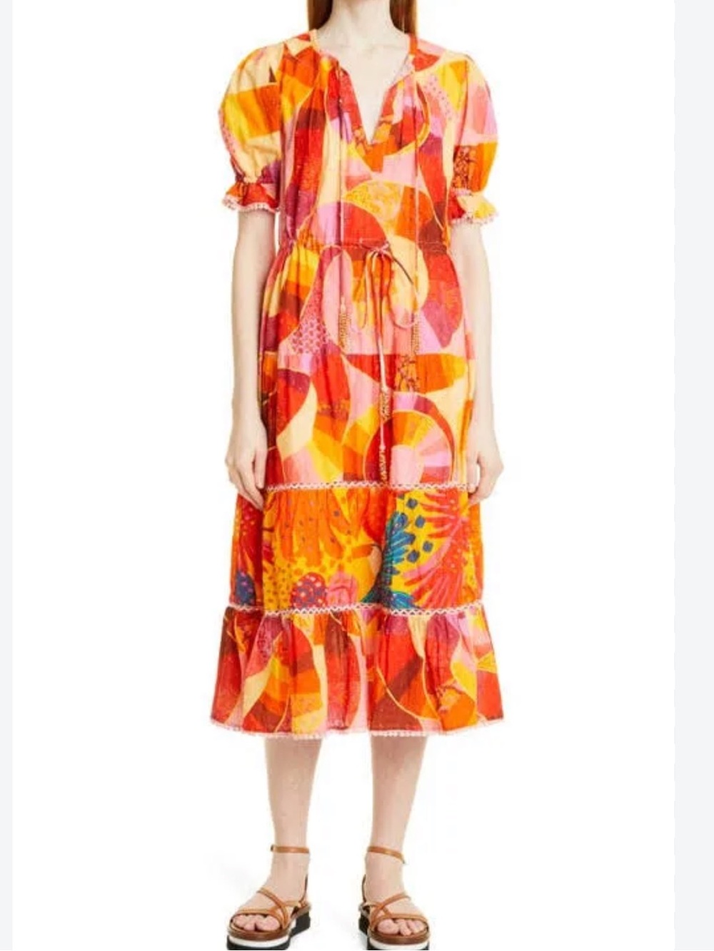 Farm Rio Patch Twirl Midi Dress